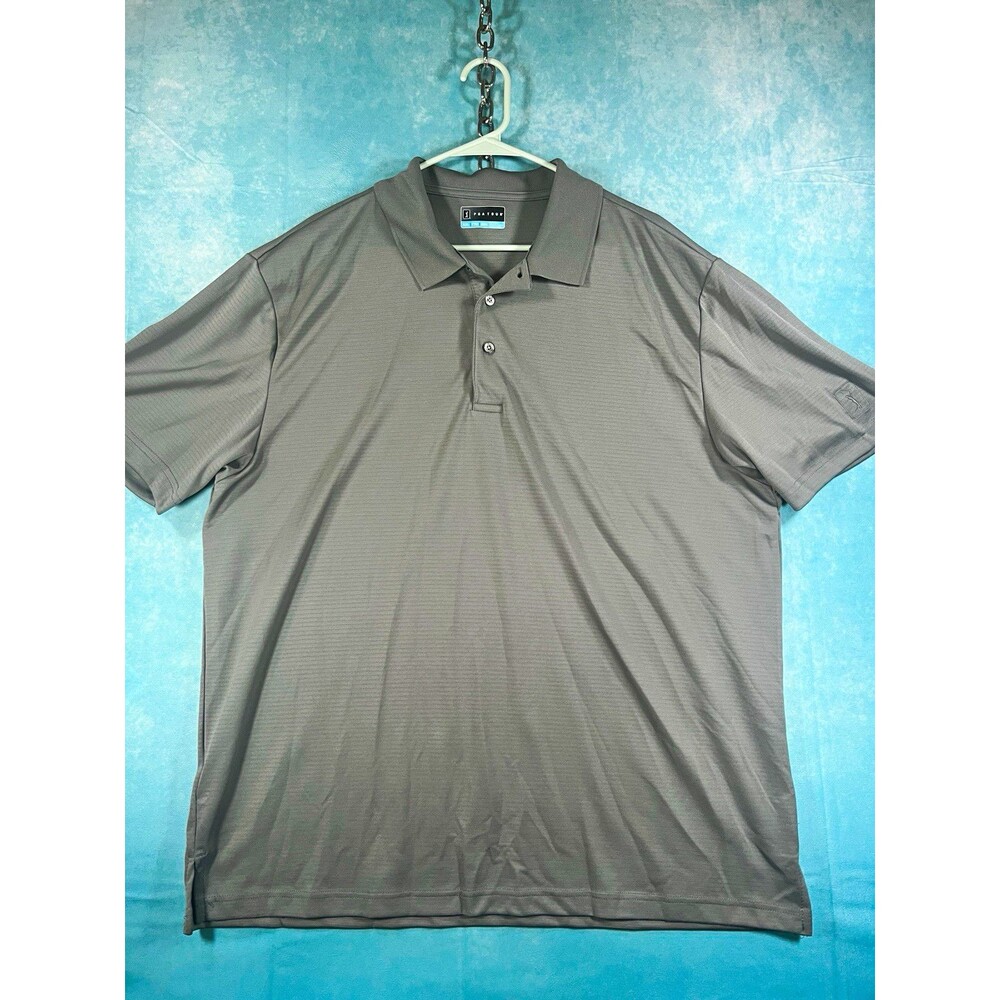 PGA TOUR Men’s 2XL Gray Solid Short Sleeve Preformance Golf Logo Polo Shirt